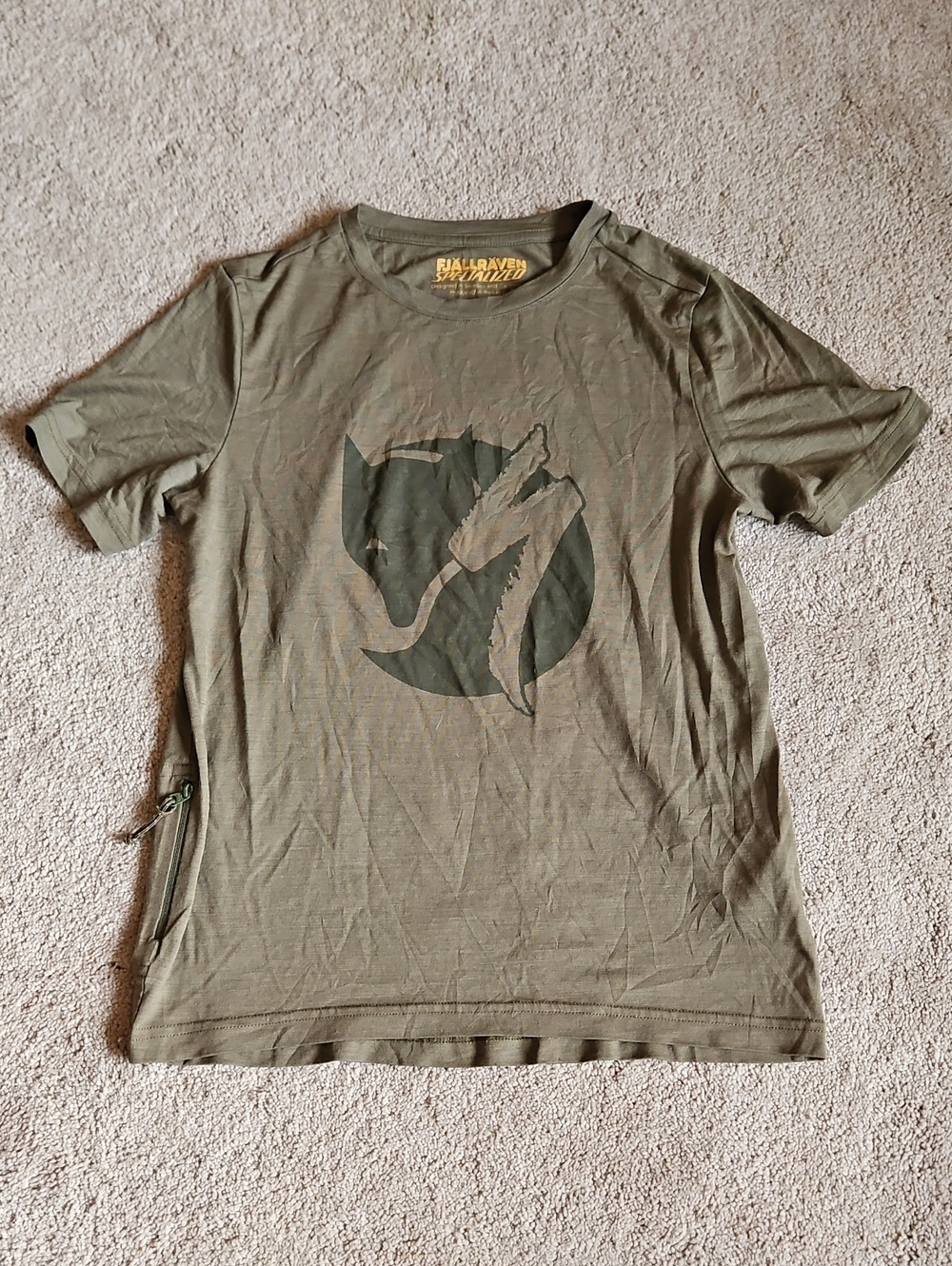 Fjallraven Olive Green Fox Logo Short Sleeve Tee